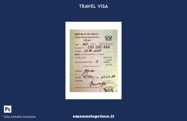 modello di visto per Ghana in stile verificato